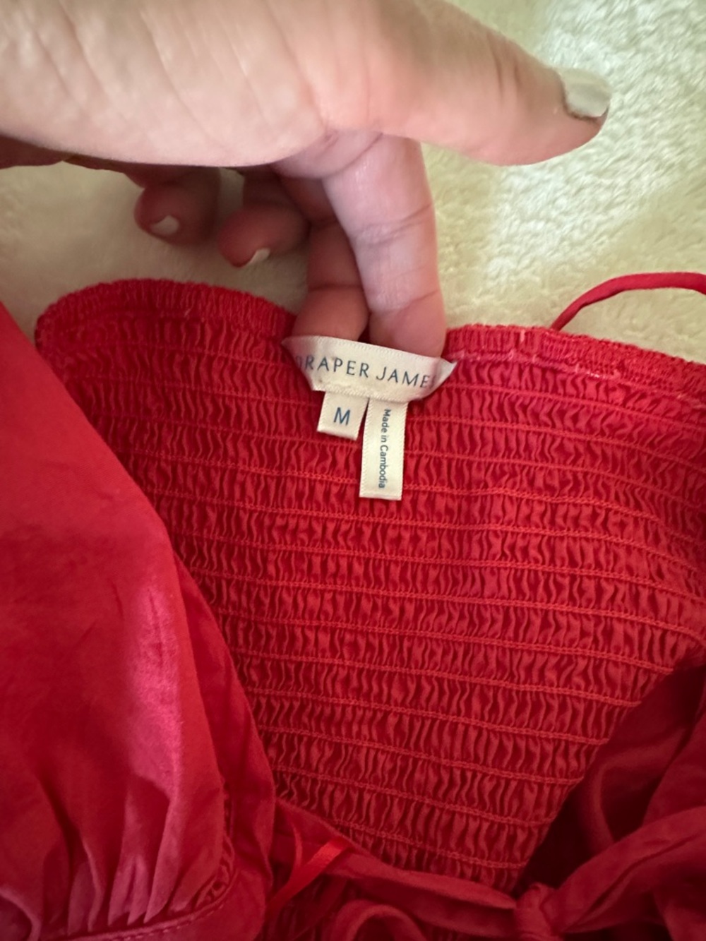 Draper James Orange Puff-Sleeve Square-Neck Dress - Picture 3 of 6